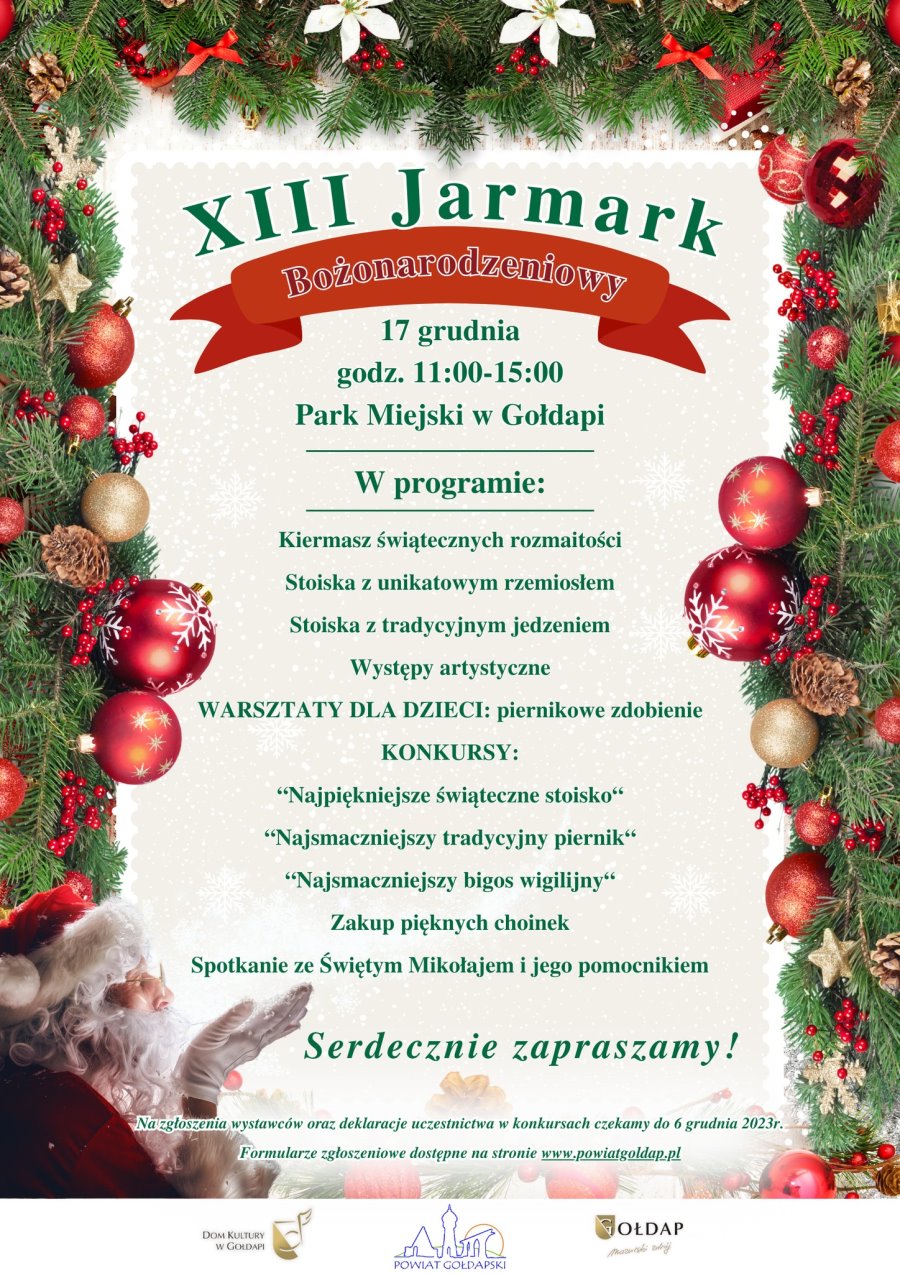 Plakat Jarmark Bożonarodzeniowy z datą imprezy