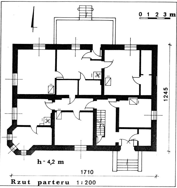 Rzut parteru budynku.