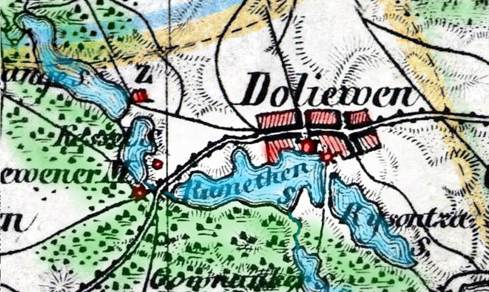 Mapa z siecią dróg, miejscowościami i rzekami.