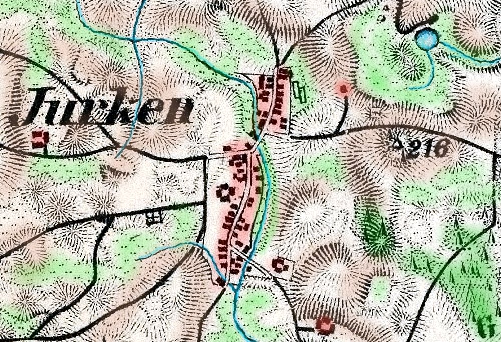Mapa z siecią dróg, miejscowościami i rzekami.
