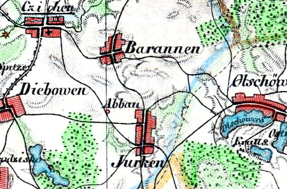 Mapa z siecią dróg, miejscowościami i rzekami.