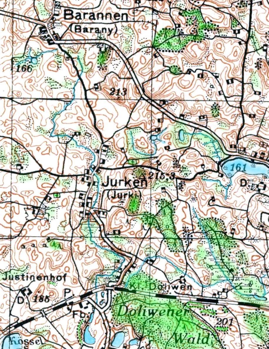Mapa z siecią dróg, miejscowościami i rzekami.