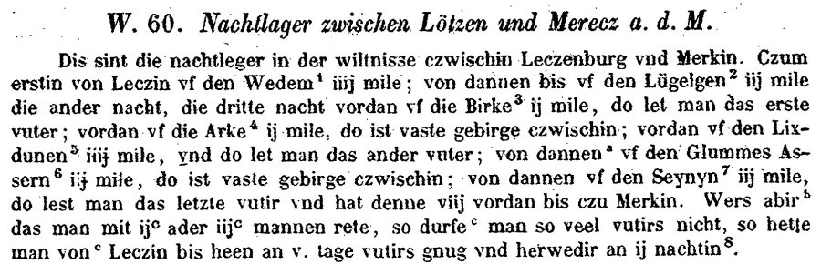 Skan starego tekstu drukowanego w języku niemieckim, opisującego historyczne wydarzenia lub miejscowości.